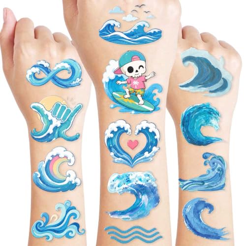 120 PCS Ocean Wave Pre-Cut Temporary Tattoos