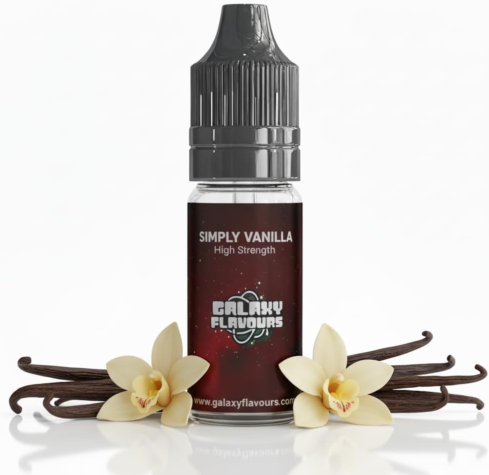 Simply Vanilla Food Flavouring Drops 10ml - Premium Pure Vanilla Extract for Professional Baking & Luxury Vanilla Beverages - High Strength Food Grade Concentrate by GALAXY FOOD FLAVOURS