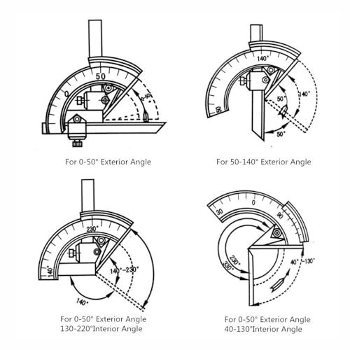 Transportador de ángulos Universal Vernier 0-320° para carpintería miniatura 5