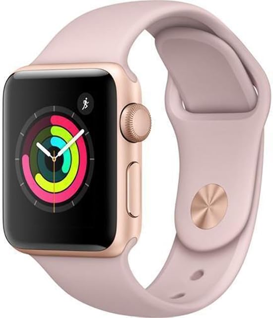 Apple Watch Series 3 (GPS, 38mm) - Gold Aluminium Case with Pink Sand Sport Band (Renewed)