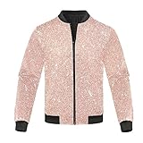 CHIFIGNO Rose Gold Bomber Jacket for Men, Light Weight Zipper Jackets for Men Windproof Casual Jacket Zip Up Coats Outwear M