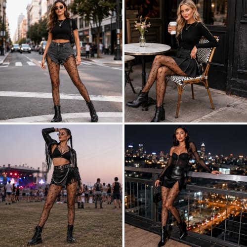 Image of Fishnet Stockings for Women With Stretch Waistband,Fishnets With Reinforced Toes, Fishnet Tights With High Elastic