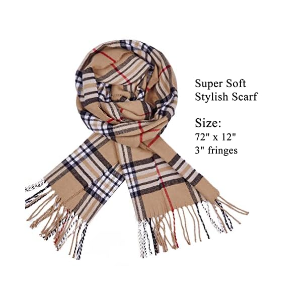 AUSEKALY Scarf For Men Women Cashmere Neck Scarf Plaid Winter Scarf Fall Softest Classic Warm, Camel,black, Medium - Image 4