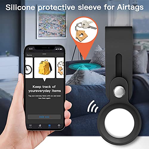 Image of FOSO() Silicone Loop Case for Apple Airtag - Key Finder Secure Holder with Buckle Protector Skin Cover with Long Strap for Apple Bluetooth Item Tracker Soft Keychain Locator Luggage Tag (Red)