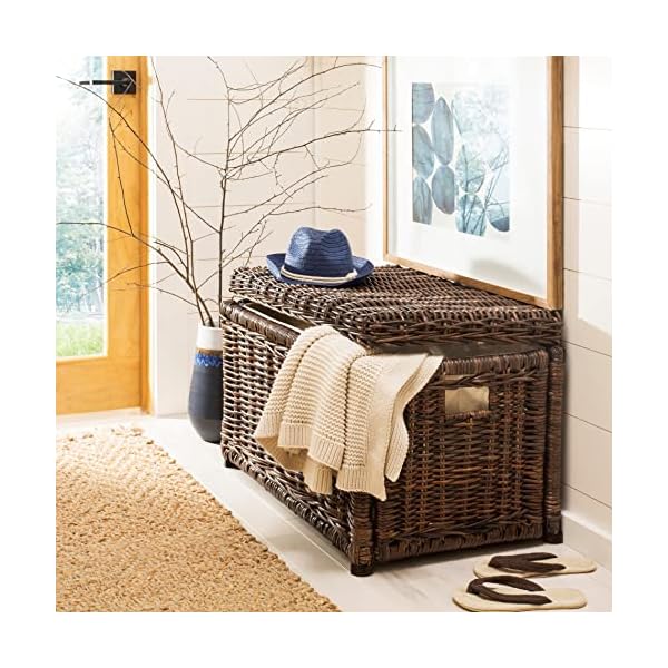 Happimess hpm9002a elijah 30 wicker storage trunk collapsible for flat storage rattan sarang buaya coastal for office dorm room livingroom bedroom dining room brown  urban country home decor