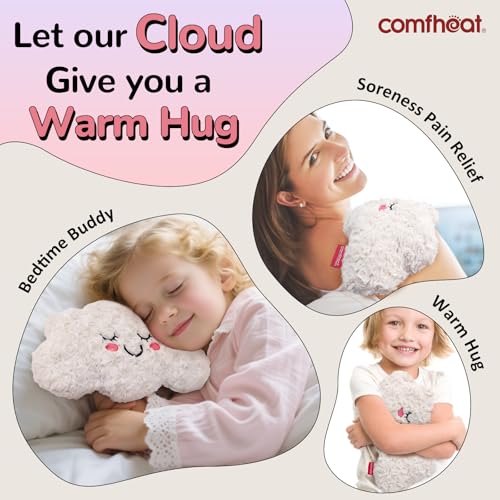 Image of Microwave Unscented Heating Pad for Pain Relief, Moist Heat Pack Hot Compress for Period Cramps, Shoulder, Muscles, Cute Cloud Plush Heating Pad, Gift for Girl Women, with Washable Cover