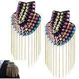 Zpeiran 2 Piezas Charreteras de Hombro Punk con Borlas,Flecos y Cadena Dorada Desmontable,Accesorio de Disfraz para Hombre y Mujer,para Fiestas y Uniformes