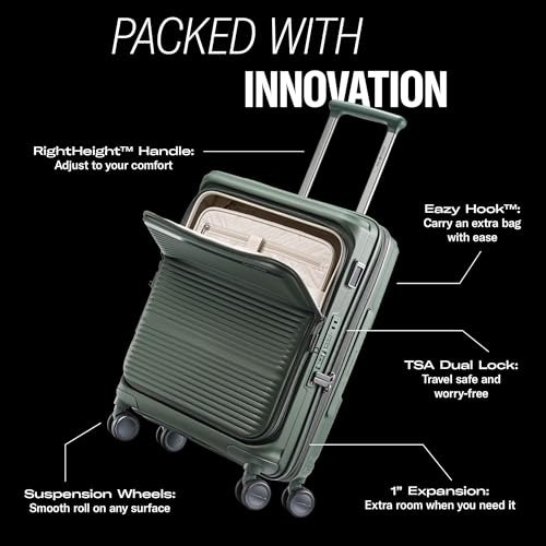 Image of Samsonite Paralux Carry-On Luggage - Innovative Design - Quick Access Front Pocket - Dual Suspension Wheel Technology - TSA Lock - Expandable - Includes Removable Packing Cubes - Black