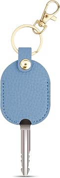 Leather Car Key Cover, Key Covers for Car Keys, Broken Key Protector with Iron Key Ring Blue
