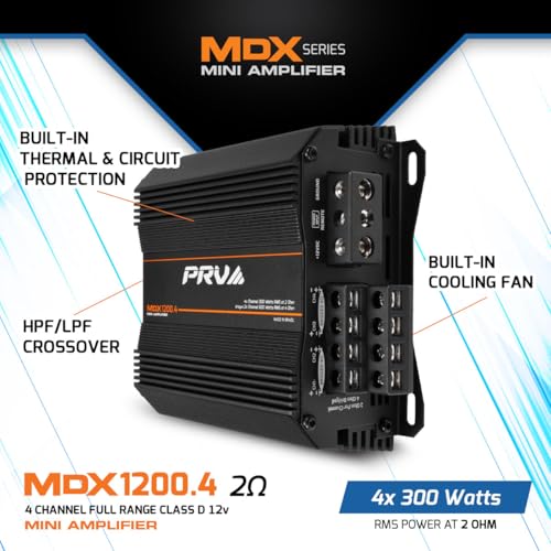 PRV Audio MDX1200.4 2 Ohm Mini 4 Channel Car Audio Amplifier