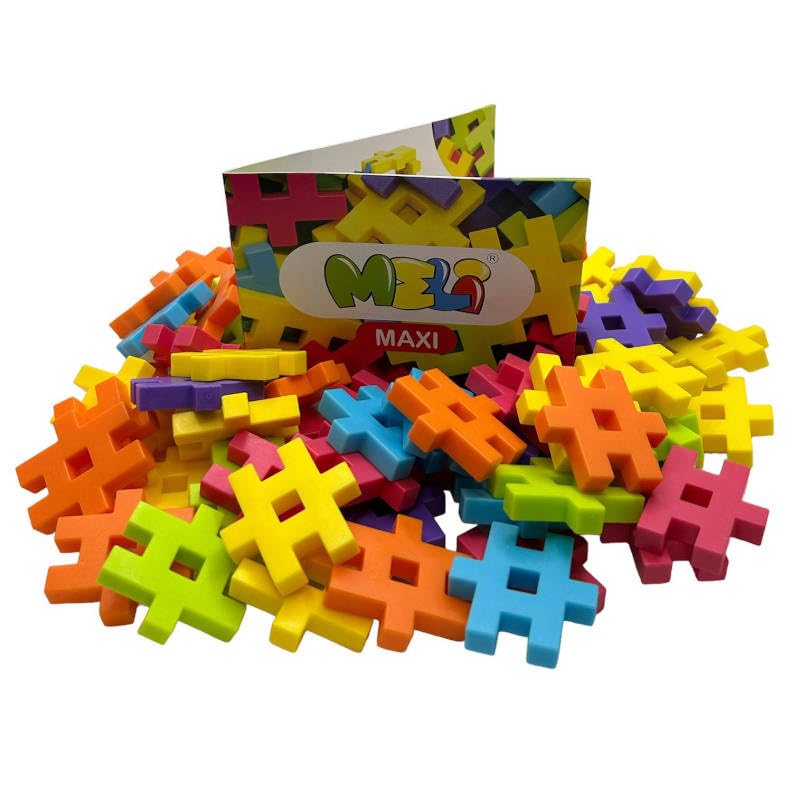 Meli Maxi Constructor Juego de Construcción de Bloques – 70 Piezas, Ruedas, Ejes, Hexágonos, para Niños a Partir de 1 Año, Fomenta la Creatividad y la Motricidad Fina, Duradero, Libre de BPA