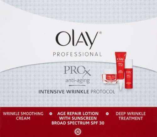 Wrinkle Kit by Olay Professional - Includes Pro-X Lotion with Sunscreen SPF 30, Anti-Aging Treatment, and Wrinkle Cream