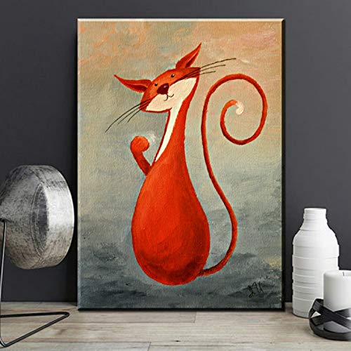 hetingyue Abstract World Wall Art on Cat Tree Pintura al óleo sobre Lienzo Pintura al óleo impresión Mural sin Marco Pintura 50x75cm