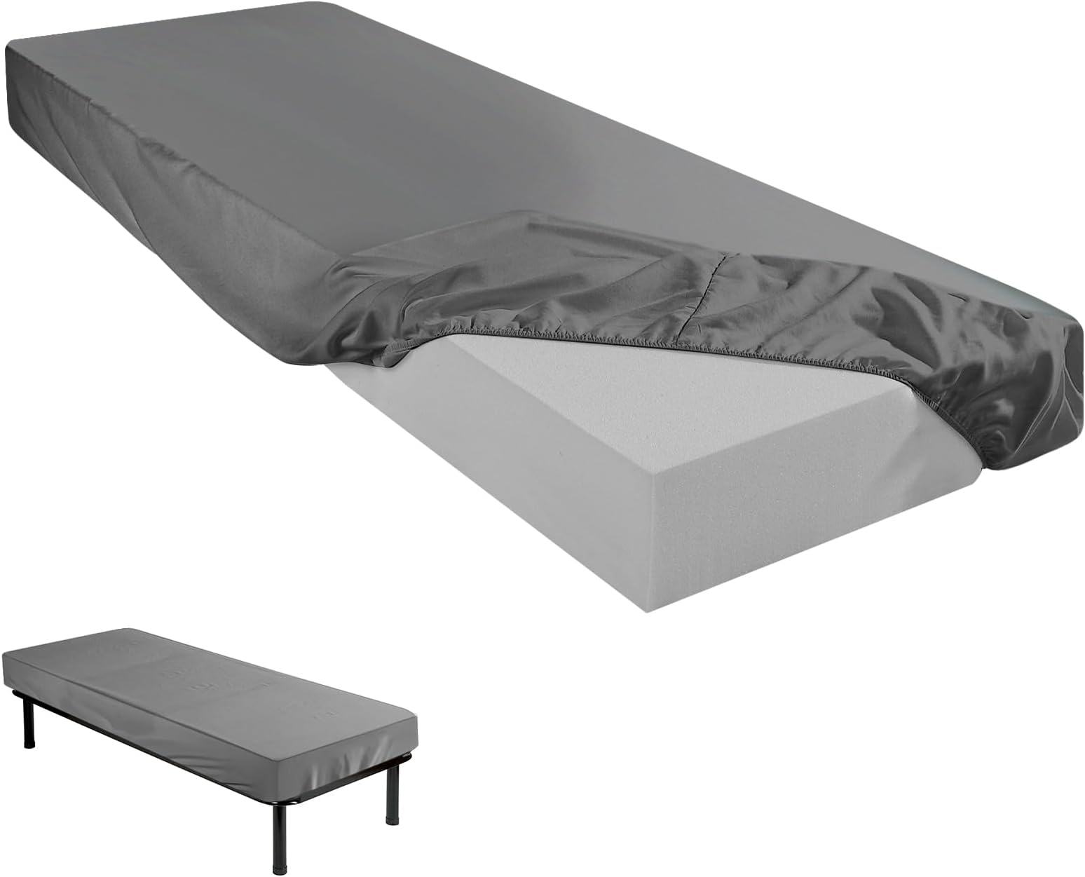 Baderke 75" x 31"x 9'' Cot Sheet (Sheet Only) Compatible with Narrow Twin Mattress Camp Bunk Beds RVs Microfiber Sheet for Bunk Guest Beds Army Cots Trifold Mattress (Dark Gray,1 Pack)