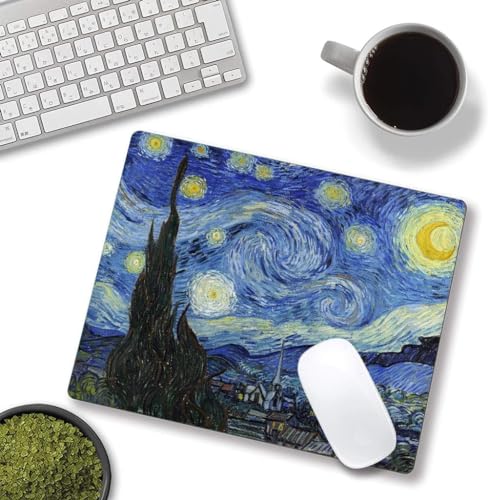 Image of Premium-Textured Mouse Pad, Non-Slip Rubber Base Mousepad for Laptop, Computer & PC, 9.5x7.9 in - Enhanced Precision, Ergonomic Comfort, Ideal for Gaming & Office (Van Gogh Starry Night)