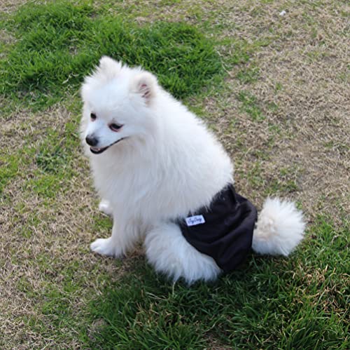 Image of JoyDaog 3 Pack Large Dog Diapers for Female Reusable Premium Jean Doggie Nappies Wrap,Black L