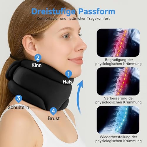 Snovire Nackenstütze Gegen Schnarchen, verstellbare Halskrause aus weichem Schaumstoff zum Schlafen, Weich Neck Support für Unterstützung (Schwarz)