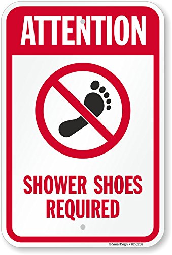 Panneau Shower Shoes Required SmartSign pour l'hygiène des douches de gym