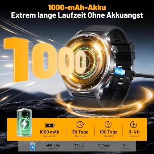 Image of Smart Watch for Men, 1.52 inch HD Fitness Tracker with Blood Pressure SpO2 Heart Rate Sleep Monitor, 110 Sports Modes, 1000mAh Battery Watches for Men Compatible with Android iPhone