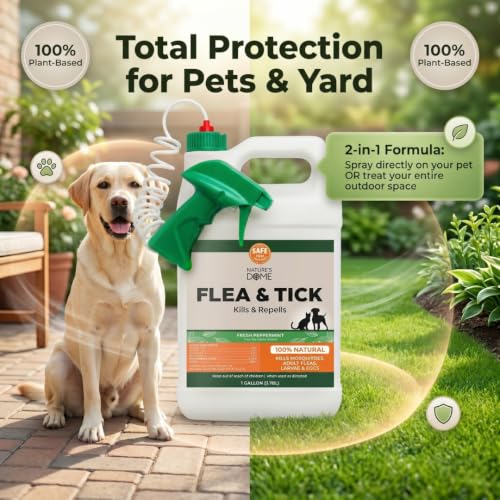 Image of Flea and Tick Spray for Yard & Home 128 Oz - Nature's Dome Peppermint Oil Pest Control | 1 Gallon Refill for Lawn, Patio, Carpets & Pet Areas | Kills & Repels Fleas, Ticks and Mosquitos | Plant-Based