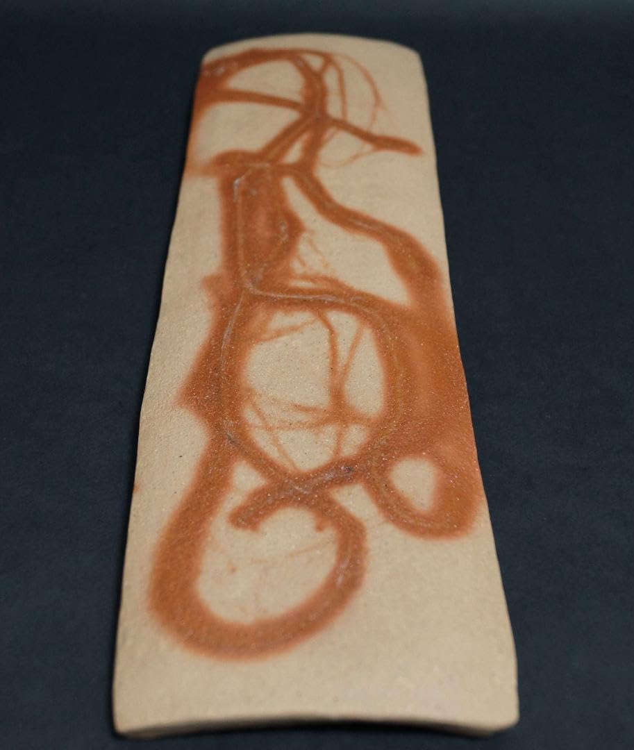 備前焼 小西陶古造 雰囲気ある 窯変板目長皿 懐石料理 茶事/