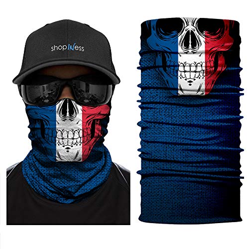 ShopINess Cache-Cou/Foulard Multifonctions - Crâne/tête de Mort (France)