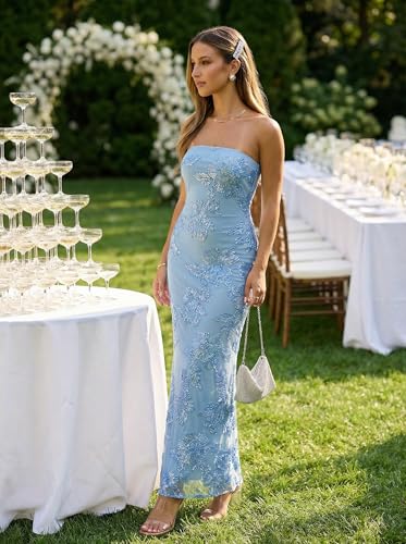 Image of MEROKEETY Women's Summer Floral Wedding Guest Cocktail Maxi Dress