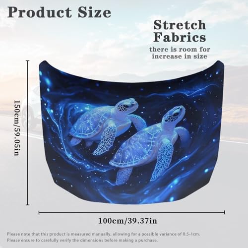 Image of Blue Sea Turtle Design Hood Cover for Truck Stretchable Engine Cover Can be Washed Hood Wraps Universal for Cars