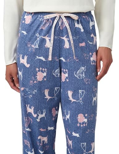 Image of HUE Women's Sleep and Lounge Pajama Separates, Late Summer & Fall Collection, Coronet Blue Dog Park - Sleep Pant, Small