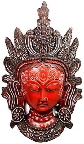 Himalayan Art HouseHimalayan Art House Hand Carved Buddhist Tara Mask Wall-Hanging Sculpture (Red, Black, White)