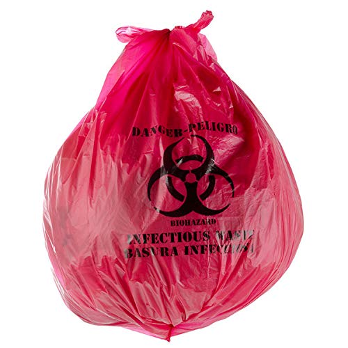 Biohazard Waste Bags 33" X 40" (30 Gallon) - 50 Count Red Hazardous Trash Can Liners – Medical Grade No Leak Bags - Great For Lab Containers, Swabs, Pads, Gloves #TOP6