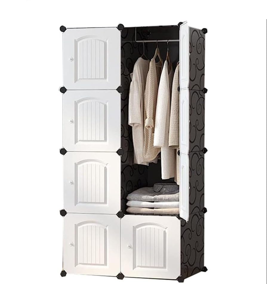 Image of Sunderlook Plastic Wardrobe for Kids Clothes - Professional Collapsible Wardrobe, Easy to Use Foldable Almirah, Plastic Cupboard for Kids for Home (White-Y5, 8 Door)