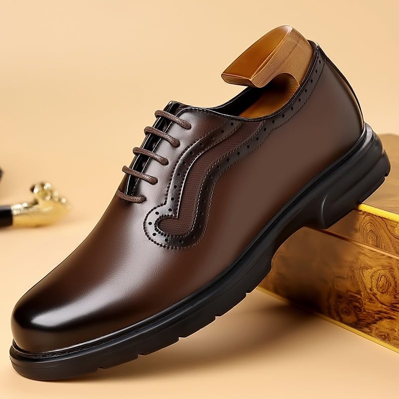Men's Dress Shoes Classic Lace-up Formal Tuxedo Derby Shoes Breathable Leather Wingtip Brogue Oxfords for Men3