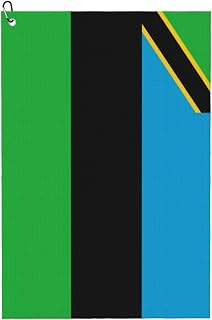BASRETY Flag of Zanzibar Golf Towel with Carabiner Clip for Golf Bag 24" X 16" Golf Towels Waffle Funny Pattern Golf Accessories