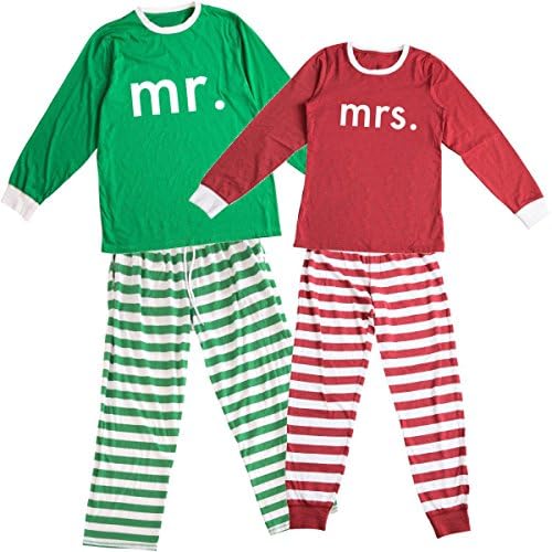 Coutgo Personalized Family Couple Pajama Sets Christmas Tops Matching Pants PJ Sets