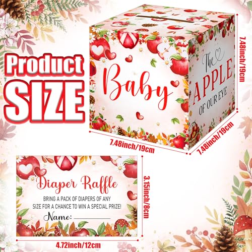 Image of Teling 51 Pieces Diaper Raffle Tickets with Card Box,Apple of Our Eye Style
