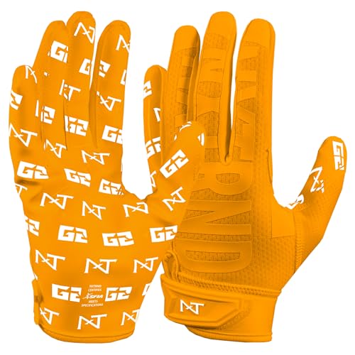 Nxtrnd G2 Pro Football Gloves, Men's Ultra Sticky Elite Receiver Gloves (Yellow, Small)