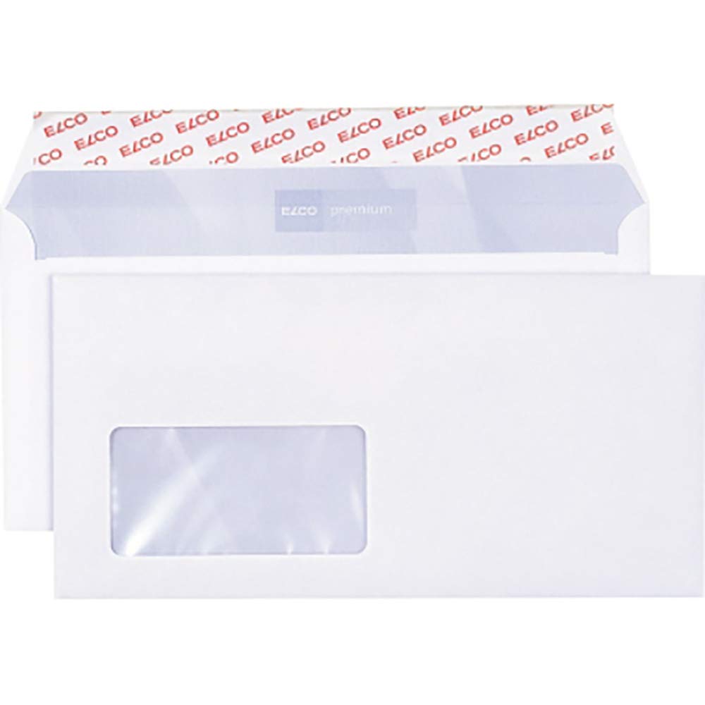 ELCO Office FSC DL 80gsm Window 90*45mm White Wallet Peel and Seal Envelopes Shopbox - Pack 200