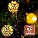 Moroccan String Lights Plug-in 60 LED 29ft Indoor Outdoor Waterproof 8 Modes Diwali Lights with Timer & Remote Control, Decorative Globe for Bedroom Christmas, Warm White