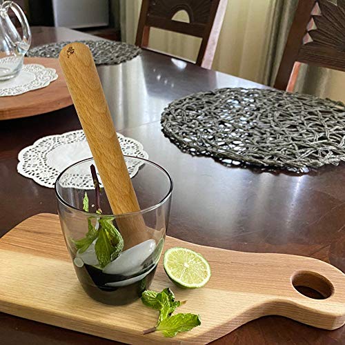 Efo Wooden Muddler For Cocktails – Durable Wood Ice Crusher – Stylish Wooden Mojito Muddler Bar Tool – Handy Cocktail Muddler- Perfect Masher Kitchen Tool For Garlic Avocado Herbs And Fruits #TOP3