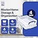 Really Useful Box 4 Liter Plastic Stackable Storage Container w/Snap Lid & Built-In Clip Lock Handles for Home & Office Organization, Clear (4 Pack)