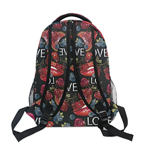 JUNZAN Sweet Kiss Sac à dos tendance pour ordinateur portable 16" Motif myrtille cerise, Sweet Kiss Fashion Blueberry Cherry Love, Small – vue 5