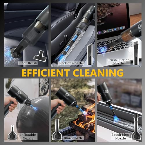 Image of Car Vacuum Cordless Handheld Vacuum Cleaner Mini Portable Car Vacuum Brushless Motor Rechargeable Type C Blower Inflator Deflator Car Cleaning Kit (DX-1 Pro)