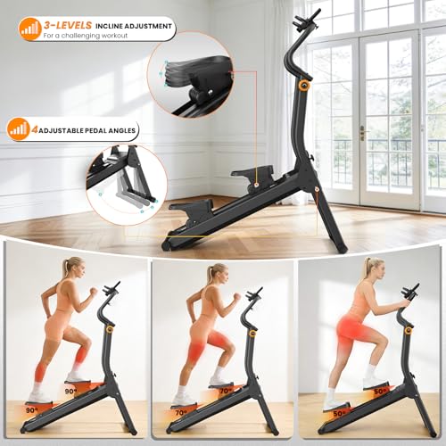 Image of YCCHENG Magnetic Stair Stepper 16-Level Adjustable Resistance Foldable Vertical Stair Climber Smart Monitor 350LBS Capacity Home Gym Stairmaster Machine