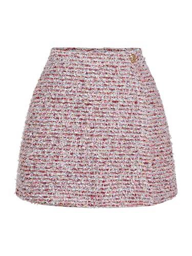 SweatyRocks Women's Elegant High Elastic Waist Button Tweed Knit Stretchy Mini Skirts
