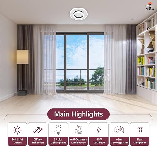 Image of 50W LED Ceiling Surface Light | 3-in-1 Colour Modes (Warm /Cool /Natural) | Bright Decorative Panel Light for Bedroom, Living Room, Kitchen, Hall & Office (Round)
