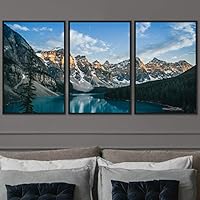 3 Piece Framed Canvas Wall Art Winter Lake Canvas Prints Home Artwork Decoration for Living Room,Bedroom - 16