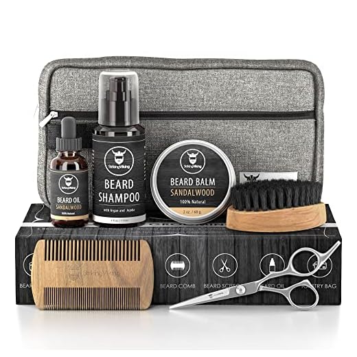Striking Viking Grooming Kit - Premium Care Products for Men with Beard Shampoo, Oil, Balm Butter, Brush, Wooden Comb, Mustache Scissors & Toiletry Bag