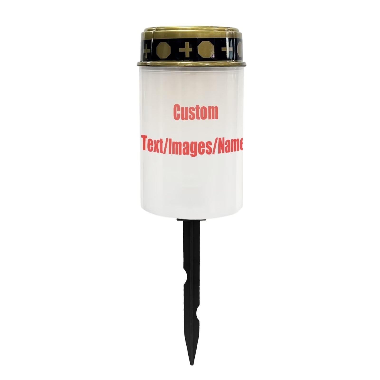 Customizable Pattern Text Waterproof Cemetery Solar Light Flameless Candle Automatic Landscape Path Light Outdoor Solar Light Grave Decor