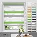 Produktbild Allesin Doppelrollo Klemmfix Rollos für Fenster ohne Bohren, (90 x 130 cm Grün-Grau-Weiß), Klemmrollo Duo Rollo mit Bohren, Fensterrollo innen, lichtdurchlässig Sichtschutz und Sonnenschutz